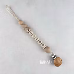 Pacifier holder with name - Little Bear - BEIGE 2 / CREAM