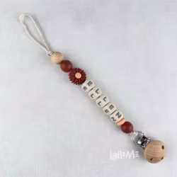 Pacifier holder with name DAISY Light old Pink /Cream