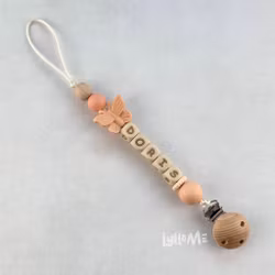 Pacifier holder with name Moose /WHEAT
