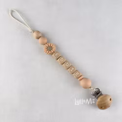 Pacifier holder with name Moose /WHEAT