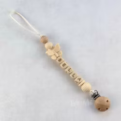 Pacifier holder with name Butterfly Rose /CREAM