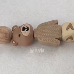 Pacifier holder with name - Little Bear - Sweater / WHEAT max 6 letters