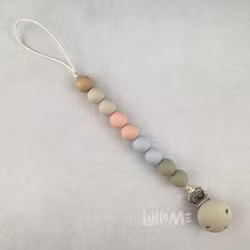 PACIFIER HOLDER with Silicone clips - OWL - GRAY BLUE/ ARCTIC BLUE