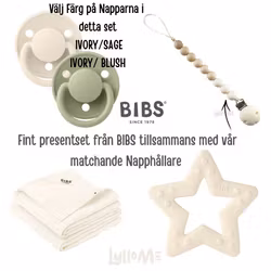 BIBS BIG GIFT SET with By LylloMe Pacifier Holder without name IVORY