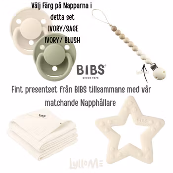 BIBS PRESENTSET med LylloMe Napphållare IVORY