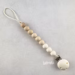 PACIFIER HOLDER with Silicone clips - Pastel -OLD LACE- IVORY-COCONUT