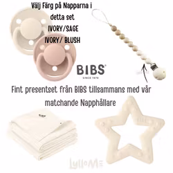 BIBS GIFT SET with By Lyllo Me Pacifier Holder IVORY