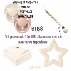 BIBS BIG GIFT SET with By LylloMe Pacifier Holder without name IVORY
