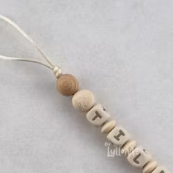Pacifier holder with name CREAM silicone bead with embossed pattern /CREAM