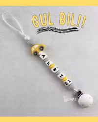 Pacifier holder with silicone clip with name UNICORN / WHITE (max 5 letters)