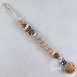 Napphållare med namn - TEDDY -Crown Peony Pearl / OATMEAL