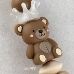 Napphållare med namn - TEDDY -Crown Peony Pearl / OATMEAL