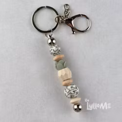 KEYRING -3D Succulent IVORY/ SILVER