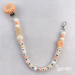ID-KORT/ NYCKEL HÅLLARE medan VALFRI TEXT med bling  - DAISY CLIPS PERSIKA/PEACH