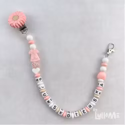 ID-KORT/ NYCKEL HÅLLARE medan VALFRI TEXT med bling  - DAISY CLIPS ROSA/PINK