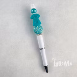 PEN WITH BEADS -"Nurse"- WHITE/BLUE