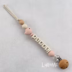 Napphållare med namn Little Bird Light Pink/ CREAM