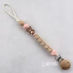 Napphållare med namn - TEDDY - Light Pink / OATMEAL