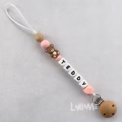 Napphållare med namn - TEDDY - Soft  Pink /WHITE