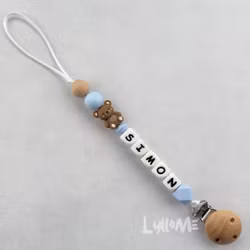 Napphållare med namn - TEDDY - Pastel Blue  /WHITE