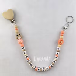 ID-KORT/ NYCKEL HÅLLARE med VALFRI text med bling UGGLA Beige Southern Peach