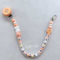 ID CARD/ KEY HOLDER with OPTIONAL TEXT with bling - DAISY CLIPS PEACH