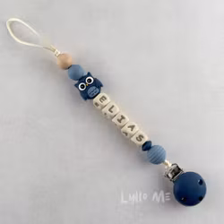 Napphållare med Silikon Clip med namn OWL Steel Blue /CREAM