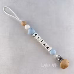 Napphållare med  namn - LITTLE BIRD -Powder Blue / WHITE
