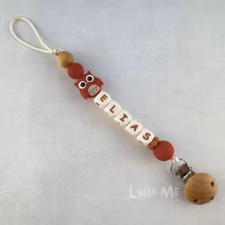 Napphållare med namn - OWL- RED BROWN / COCONUT
