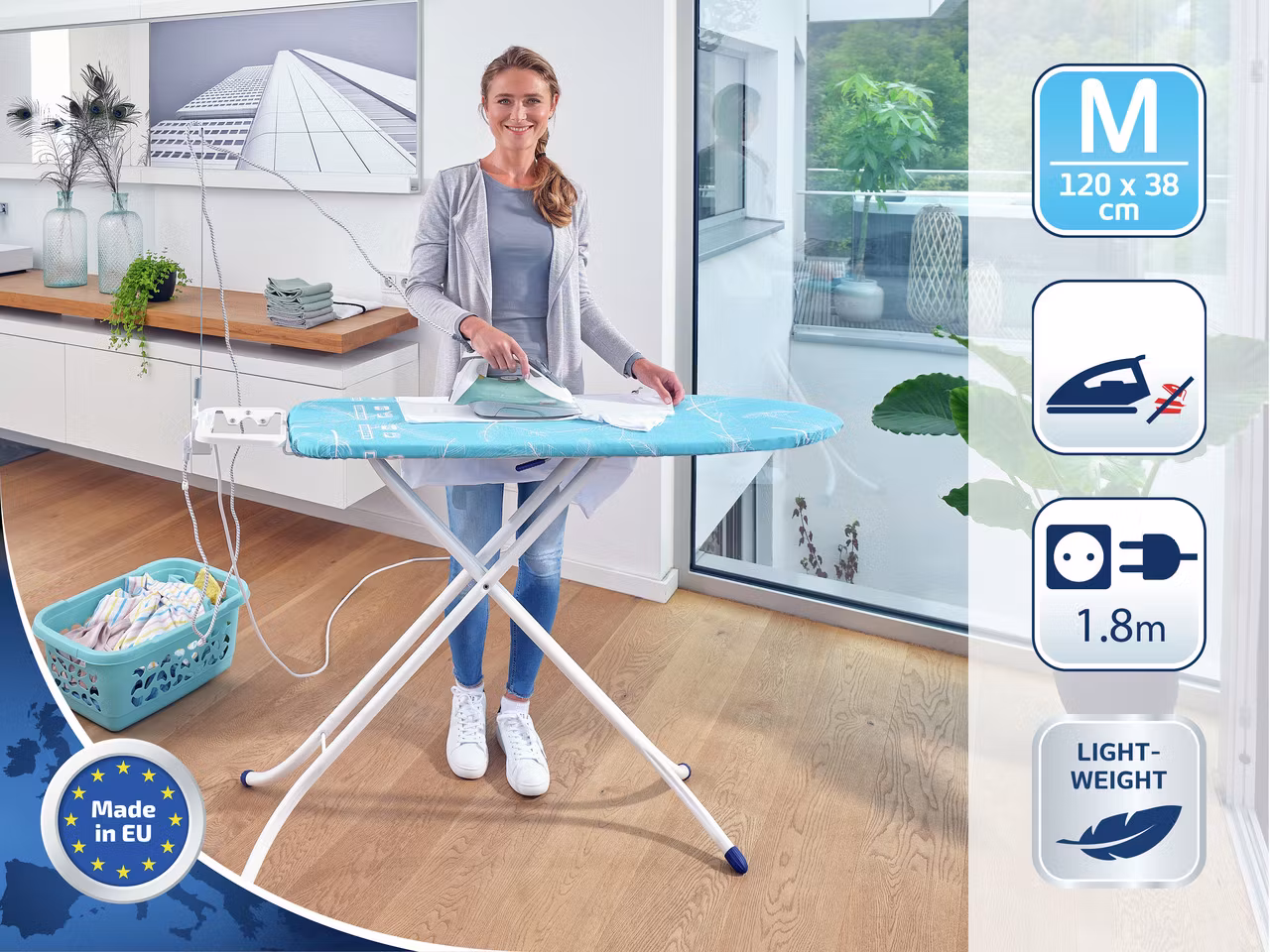 Air Board M Compact Plus - Strykbräda med förlängningssladd