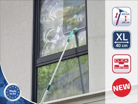 Fönsterskrapa XL med Teleskopskaft 415cm och Mikrofiberduk - Click System