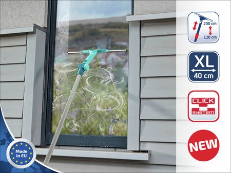 Fönsterskrapa 2 i 1 XL Pro Reach med Teleskopskaft - Click System