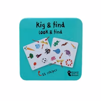 Sök och finn, kortspel i plåtask, skick A