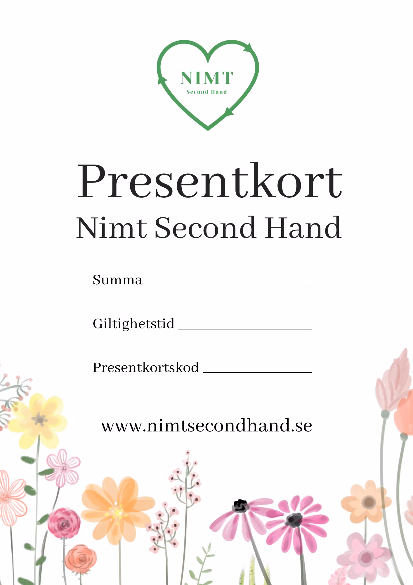 Presentkort, blommor