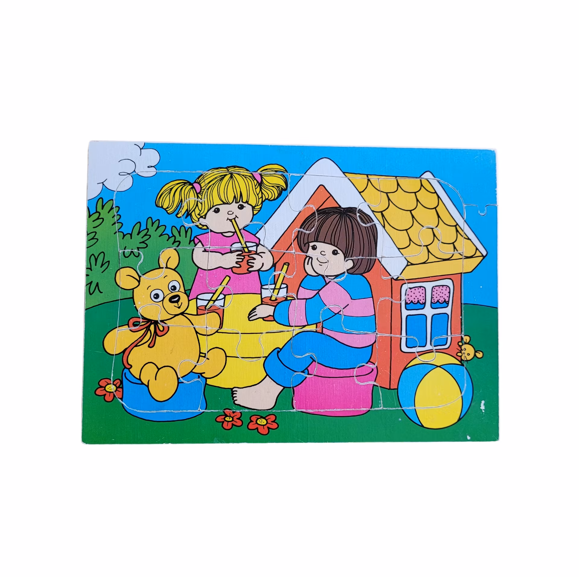 Träpussel, 12 bitar, skick B