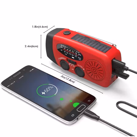 Bärbar nödradio med vev