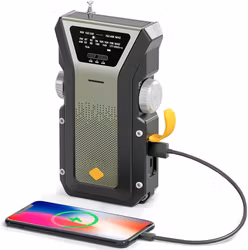 Nödradio med solceller & vev - 4000 mAh