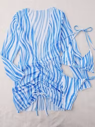 Zebra Bikini Set - Blue