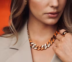 Riviera revercable halsband orange/guld
