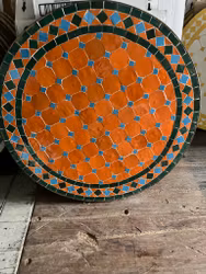 Orange/grönt mosaik bord