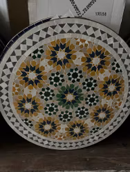 Gul/grön blommigt mosaik bord