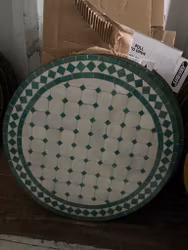Vit/grönt mosaik bord
