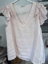 Ljus rosa Linne blus med fjärilsärm