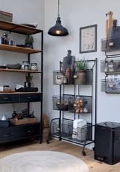 Fabriks lampa i antik svart