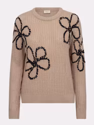 Tess mysig ull tröja med blom broderat