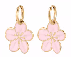 Calista enamel örhänge guld/rosa