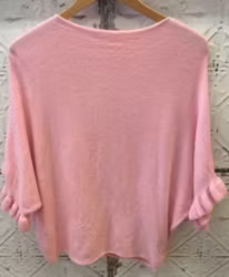 Stickad tröja Ebba med pingvinärm rosa
