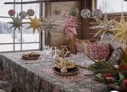 Bordsduk Oriental grön rund