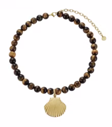 Marbella snäck halsband brun/guld