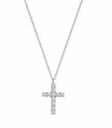 Kors med kristaller halsband silver